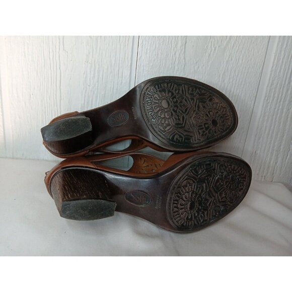 Sofft Parminda Cymbal Sandal Women's 8 M Brown Wood 2.5" Chunky Heel Cut Outs - Picture 6 of 11